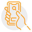 ícone de uma mão segurando um celular